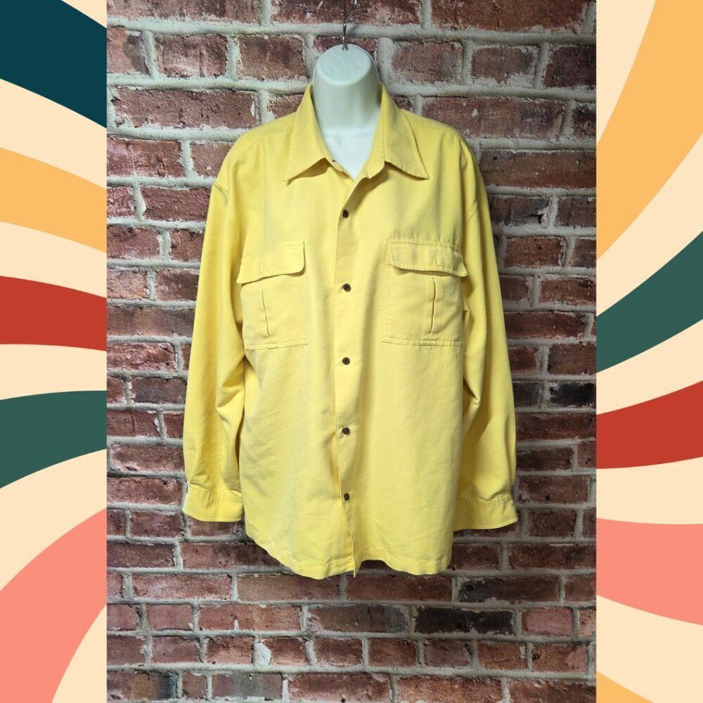 Caribbean Joe Yellow Button-Down Shirt – Long Sleeve, Unisex‎ XL